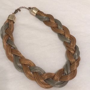 Gold and Silver Metallic braided necklace